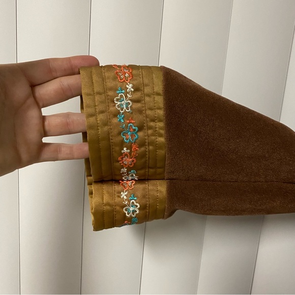 JC Penney Brown Velveteen Misses Robe Dressing Gown Size:XS - Picture 3 of 6